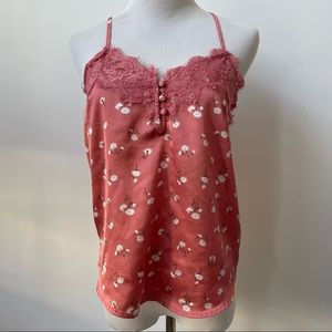 Abercrombie & Fitch pink floral flower lace tank